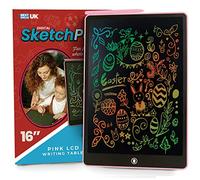 BEST IDEAS UK LCD Writing Drawing Tablet Kids Toys for 3 4 5 6 7 8 Year Old Girls Boys, Portable Doodle Board Educational Toy, Digital SketchPad in Blue Red Pink Holiday Birthday Gifts (16'', Pink)