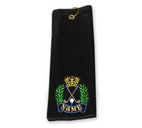 Best Impressions Tri-Fold Black Golf Towel with Embroidered Crest PERSONALISED with any name