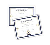 Best in Show Awards Dog Show Participation Certificate 25pk 8.5x11” Breed Training Canine Ribbon Group Winner Recognition Puppy Championship