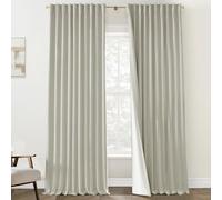 Best Insulated Curtains for Winter,70 Inch Extra Wide Black Out Large Window Linen Blackout Curtain Drapes for Bedroom Living Room,70 Width by 90in Length,Beige,Cortina Blackout Para HabitacióN