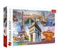 Trefl 27125 2000 Elemente-Europäische Hauptstadt, Berühmte Bauwerke, Collage, DIY, Kreative Unterhaltung, Klassische Puzzles für Erwachsene Kinder ab 12 Jahren Jigsaw, Weekend in Paris, France