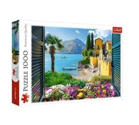 Trefl Lake Como View - 1000 Piece Jigsaw Puzzle - Puzzle Game with a Beautiful View from a Window of the Italian Countryside, for Adults and Children from 14 Years