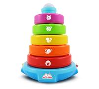 BEST LEARNING Stack & Learn - Musical Stacking Rings Toy for Babies | Talking Ring Stacker, Sheep Elephant Dog Cat Bear, Colours and Orchestra Modes, Light-Up Button, 6 to 36 Months