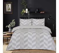 Best Linen 4 Piece Duvet Cover Set Microfiber Quilt Cover Pillow Case & Fitted Sheet Complete Bedding Set Easy Care Machine Wash Anti Allergic (Zigzag Beige, Double)