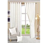 Best Linen Crushed Velvet Curtains for Living Room, Bed Room, Home & Office Ring Top Curtains Pair Panels Santiago Modern Drapes (W 46 X L 72, White)