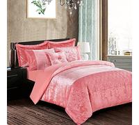 Best Linen Crushed Velvet Duvet Cover Set Soft Machine Washable Hypoallergenic 3 Piece Solid Quilt Cover Bedding Set With 2 Pillow Cover (Pink, King)