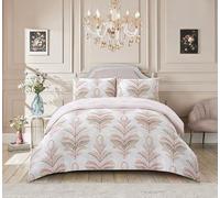 Best Linen Duvet Cover Sets 3 Pcs Soft Quilt Cover Floral & Damask Designs Easy Care Machine Washable Hypoallergenic Bedding Set with 2 Matching Pillow Cases (Jasmine Pink, Double)