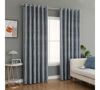 Best Linen Jacquard Eyelet Curtains for Living Room Ring Top Curtain Pair Fully Lined Modern Panels Curtains for Bedroom/Home Office with 2 Free Tie-Backs (Silver, W 66" x L 90")