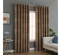 Best Linen Jacquard Eyelet Curtains for Living Room Ring Top Curtain Pair Fully Lined Modern Panels Curtains for Bedroom/Home Office with 2 Free Tie-Backs (Coffee, W 66" x L 90")