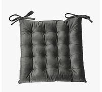 Best Linen Seat Pad Velvet Cushion Cover for Dinning Garden Kitchen Chairs with Tie Seat Pad 16 Stitch Comfortable Chair Pads with Polyester Filling 40x40 Cm (Pack Of 1, Grey)