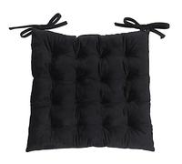 Best Linen Seat Pad Velvet Cushion Cover for Dinning Garden Kitchen Chairs with Tie Seat Pad 16 Stitch Comfortable Chair Pads with Polyester Filling 40x40 Cm (Pack Of 4, Black)