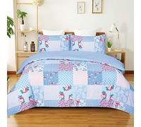 Best Linen Single Duvet Cover Set with 1 Pillowcase 100% Microfiber Soft & Breathable Bedding Set Easy Care Machine Washable (Floral Blue, Single 2 Piece)