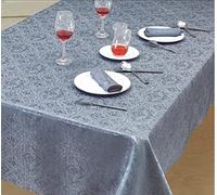 Best Linen Table Cloth Classic Damask Printed Jacquard Table Cover Shape Rectangle Round Table Runner Napkin for Kitchen Picnic Garden (Silver, Rectangle 52" x 70")