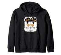 Best LittleSister Bleached Leopard Cute Little Sis Zip Hoodie