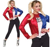 Best Look Ladies Women's Halloween Fancy Harley Quinn T Shirt Costume Dress Hot Plus Size (Red/Blue, 10-12)