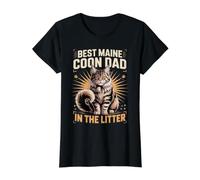 Best Maine Coon Dad in the Litter Cat Lover Value Graphic T-Shirt, Women, Black, S