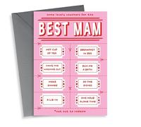 Best Mam Voucher Card - Mothers Day - Birthday - Cute Thoughtful Card - Lie in