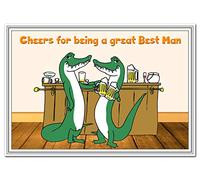 Best Man Thank You Card - Thank you for being my Best Man - Thanks to Brother Cousin Friend Best Mates - Special Appreciation - Unusual Unique Quality Keepsake - Alligator Bar Theme
