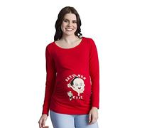 Best Mom Ever - Funny Cute Sweet Lovely Maternity Long Sleeved T-Shirt with Print Pattern Pregnancy Gift (Red, Large)