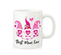 Best Mom Ever Mother's Day Gnome Coffee Mug, Pink Mom Gnomes Cup Ceramic Coffee Mug for Mom, Unique Birthday Christmas Mother's Day Gifts from Daughter and Son, White 11 Oz