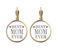best mom ever quote loved s Gold Clip On Drop Earrings Non Piercing Dangle Jewelry