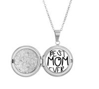 Best Mom Ever Words Mother's Day Locket Necklace Hold Picture Jewelry Birthday Gift