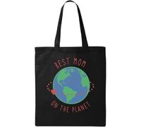 Best Mom On The Planet Earth Sketch Natural Ecological Cotton Tote Bag Black