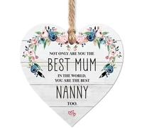 Best Mum and Nanny in the world wooden heart Hanging Ornament. Great or birthday present.