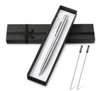 Best Mum Dad Auntie Pen Gifted Box Solid Metal Ballpoint Pen Black Ink for Thank You Mom Women Birthday Mother's Father Boss (Silver, 1Pen+1GiftBox+2Refill)