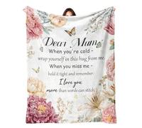 Best Mum Ever Blanket - Gifts for Mum from Daughter Son, Mother's Day, Birthday, Christmas, Thanksgiving, Anniversary - Soft Flannel Throw Blanket 60" x 50" for Women, Grandma, New Mums (Flower)