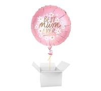 Best Mum Ever Daisy Pink Helium Foil Shaped Balloon - Inflated Balloon in a Box