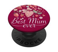 Best Mum In The World Boho Strawberry Daisy Best Mum Ever PopSockets Adhesive PopGrip