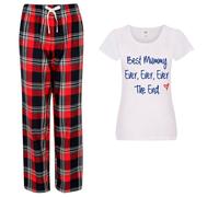 Best Mummy Ever Ever The End Pyjamas Ladies Tartan Trouser Bottoms Pyjama Family Matching 60 SECOND MAKEOVER Red XS