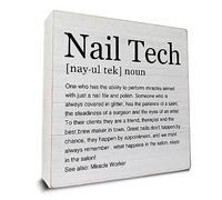 Best Nail Tech Gifts for Women Nail Tech Definition Art Wooden Box Sign Decorative Wooden Sign Home Salon Decor for Desk Table Shelf 5 x 5 Inches