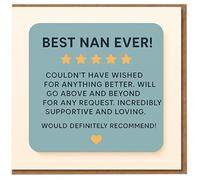 Best Nan Ever Card - Funny Message for Nan, Mother's Day or Birthday, Supportive and Loving, Would Definitely Recommend