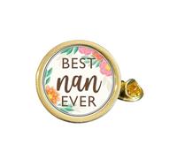 Best Nan Ever Gold Plated Domed Lapel Pin Badge (M) in Bag