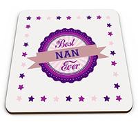 Best Nan Ever Novelty Glossy Mug Coaster - Pink/Purple