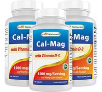 Best Naturals Calcium Magnesium with Vitamin D3 1500mg Serving 180 Tablets (180 Count (Pack of 3))