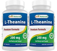 Best Naturals L-Theanine 200mg per Tablet (400mg per 2 Tablets) - Promotes Relaxation Without Drowsiness - 120 Vegetarian Tablets - (120 Count (Pack of 2))