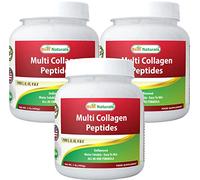 Best Naturals Multiple Collagen Peptides Protein Type I, II III, V & X Collagen unflavored 1 Pound - Grass Fed & Pasture Raised - Water Soluble - Easy to Mix (1 LB (Pack of 3))