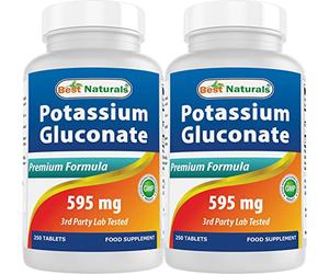 Best Naturals Potassium Gluconate 595 mg 250 Tablets (250 Count (Pack of 2))