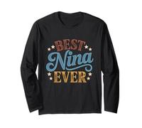 Best Nina Ever Retro Vintage Sunset Hispanic Grandma Long Sleeve T-Shirt