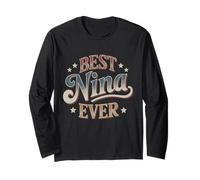 Best Nina Ever Retro Vintage Sunset Hispanic Grandma Long Sleeve T-Shirt