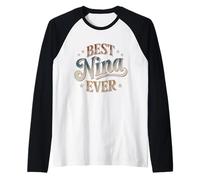 Best Nina Ever Retro Vintage Sunset Hispanic Grandma Raglan Baseball Tee