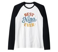 Best Nina Ever Retro Vintage Sunset Hispanic Grandma Raglan Baseball Tee