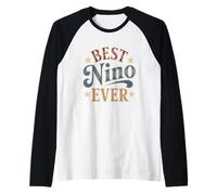Best Nino Ever Retro Vintage Sunset Hispanic Grandpa Raglan Baseball Tee