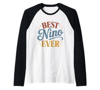 Best Nino Ever Retro Vintage Sunset Hispanic Grandpa Raglan Baseball Tee