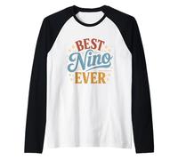 Best Nino Ever Retro Vintage Sunset Hispanic Grandpa Raglan Baseball Tee