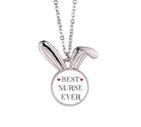 Best nurse ever Quote Respected Rabbit Necklace Pendant Bunny Animal Jewelry Gift