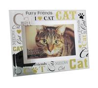 Glass 6 x 4 Photo Frame with Mirror Glass and Glitter Letters - Cat